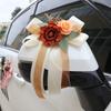 Свадебный Автомобиль Зеркало Заднего Вида Ручка Двери Декорация Бантом Имитация Цветочной Композиции Декорация Ручки Двери 2 ШТ.