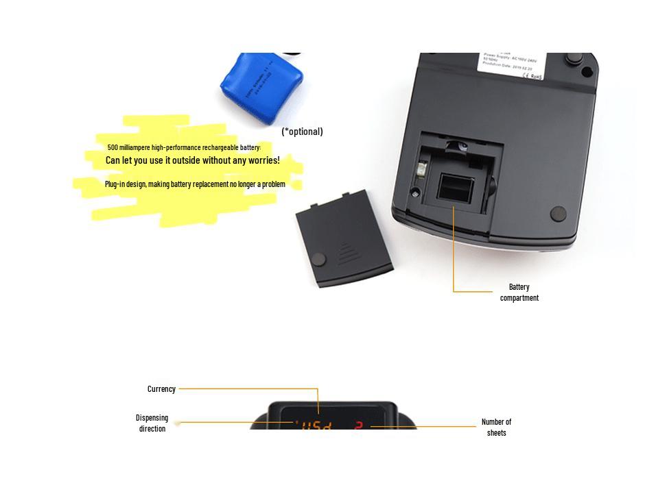 FJ305 LED Портативный детектор поддельных банкнот, Настраиваемый для Евро и Доллара США, Доступна опция работы от батарей