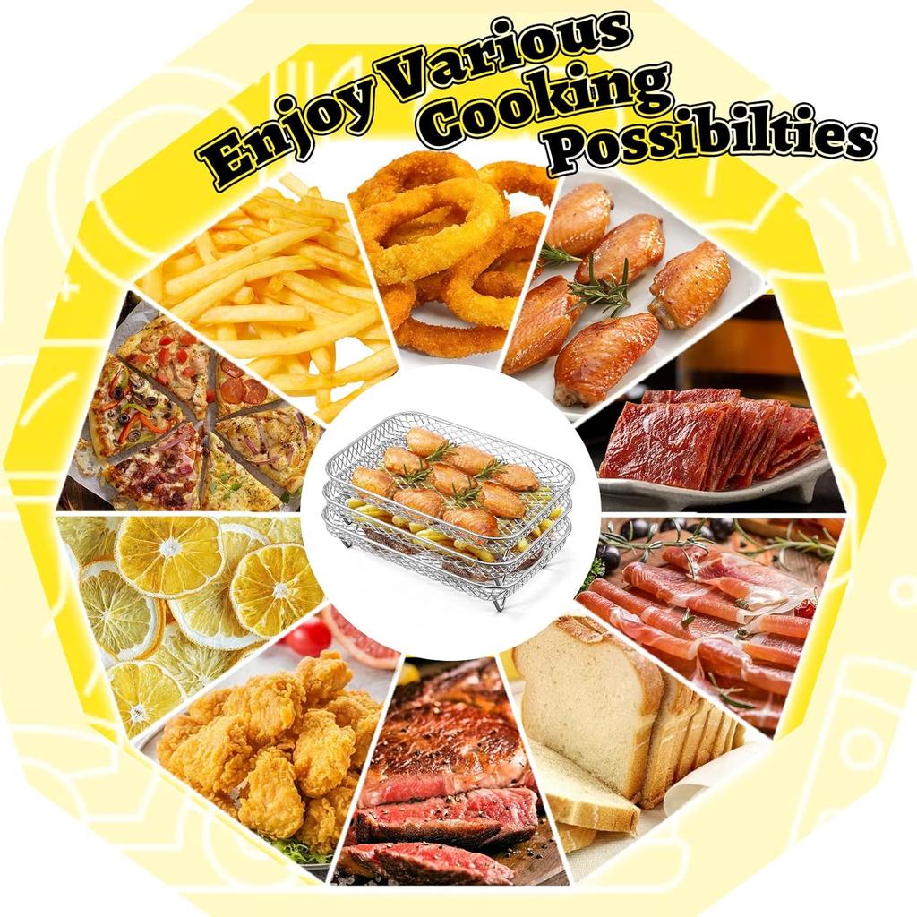 Air Fryer Rack for Ninja Dual Stainless Steel Grilling Rack Rectangle Hot Airfryer Basket Tray Accessories