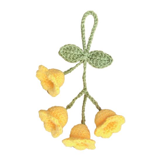 Брелок Подвеска Дизайн Цветка Тюльпана Ручная Вязка Пряжа Крючком Брелок Для Ключей Регулируемый Подвеска На Зеркало Заднего Вида Украшение для Автомобиля