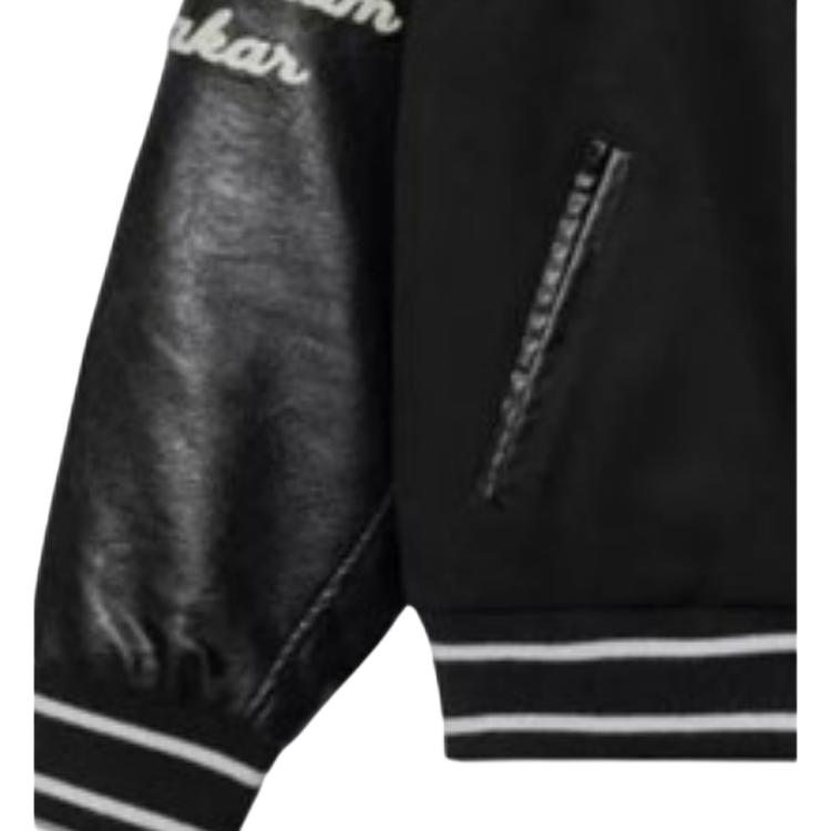 Carhartt WIP X Awake NY Collaboration Floral Embroidery Letter Print Design College Style Baseball Jacket Unisex Jacket Black I031336-1NB-XX