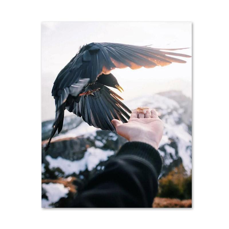 Абстрактная картина на холсте с изображением орла и девушки, современные постеры и принты, скандинавские настенные художественные картины для гостиной, украшения дома