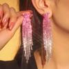 Colour Gradient Colour Luxury Super Flash Rhinestone Long Tassel Earrings Fashion Temperament Earrings Female Earrings 1 Pair