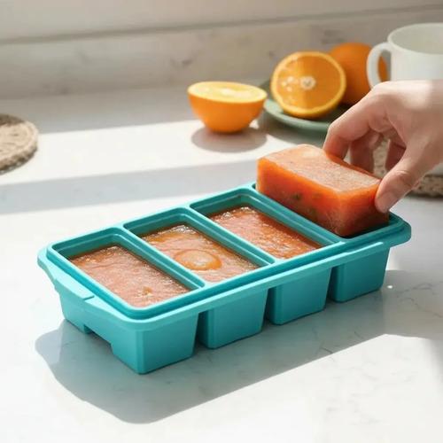 250 ml Silicone Ice Cube Tray with Blue Spill-Proof Lid - Flexible Reusable Freezer Mold for Cocktails, Beverages, Kitchen Use