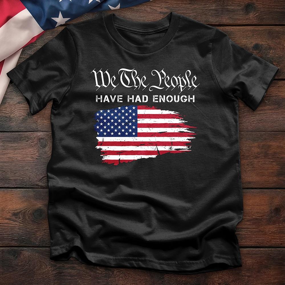 We The People Distressed Flag Shirt Patriotic Veteran Graphic Tee S-3XL