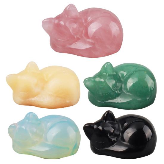 Аметистовая статуэтка кошки, целебный кристалл, спящая кошка, полированный драгоценный камень, украшение для домашнего офиса