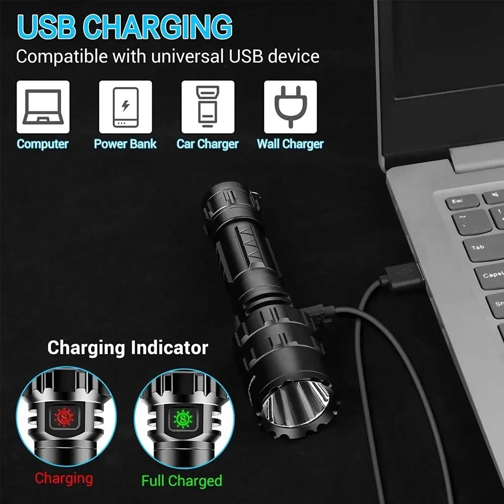 Светодиодный тактический фонарь для охоты, USB-перезаряжаемый, водонепроницаемый, набор профессиональных ночных фонарей для стрельбы и разведки