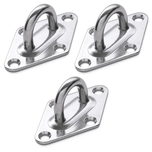 Pstyle. Diamond-Shaped Pad Eye Hook Plate, Stainless Steel, PST-166 (M6 - Set of 3)