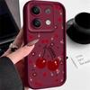 Чехол из мягкого однотонного ТПУ с принтом вишни для Xiaomi 14T 13T Poco F6 Pro X6 X5 Redmi 13C Note 13 12 Pro 11, противоударный, матовый, с защитой линз