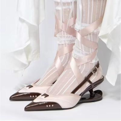 Модные туфли Мэри Джейн с бантом, слипоны на необычном каблуке, сексуальные женские туфли-лодочки 2025, новые, с острым носком, универсальная повседневная обувь, спортивные кроссовки, высокие каблуки