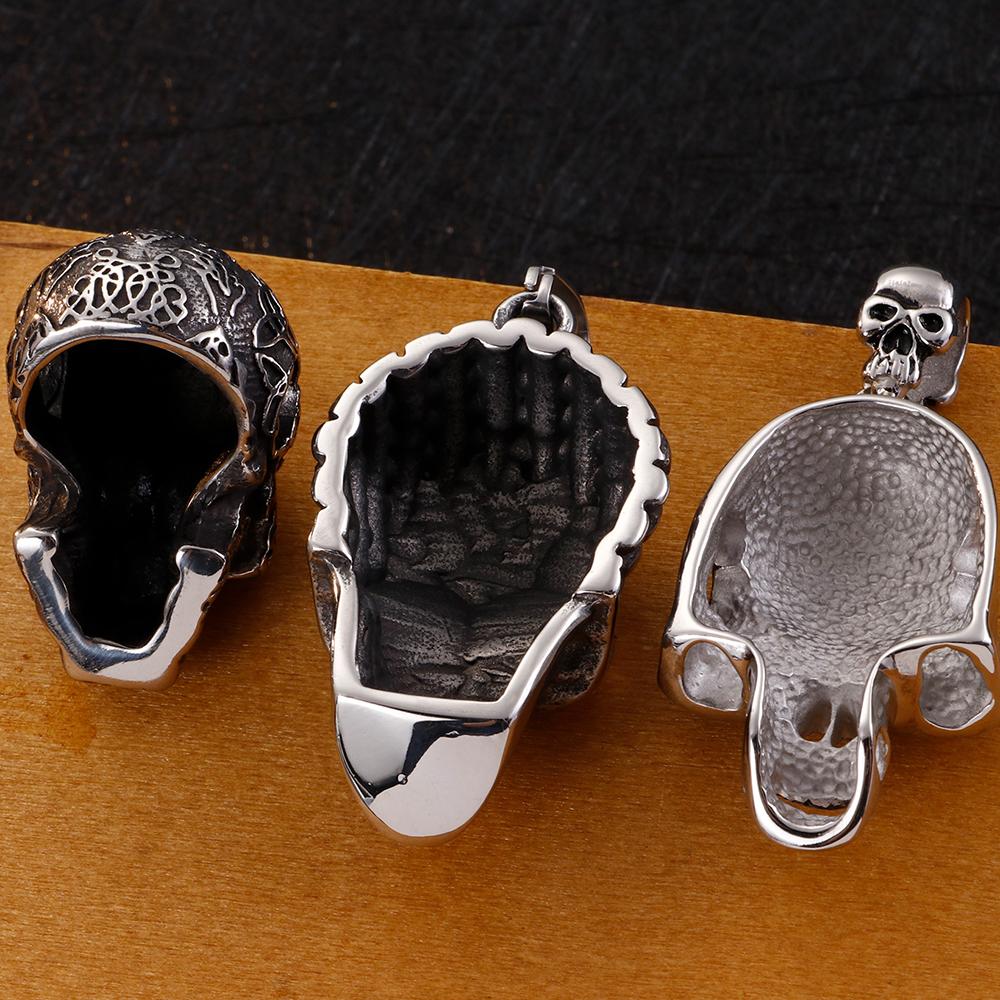 Ожерелье с подвеской в ​​виде головы черепа в готическом стиле для мужчин и женщин с длинной цепочкой длиной 60 см, винтажные мужские ювелирные аксессуары из нержавеющей стали