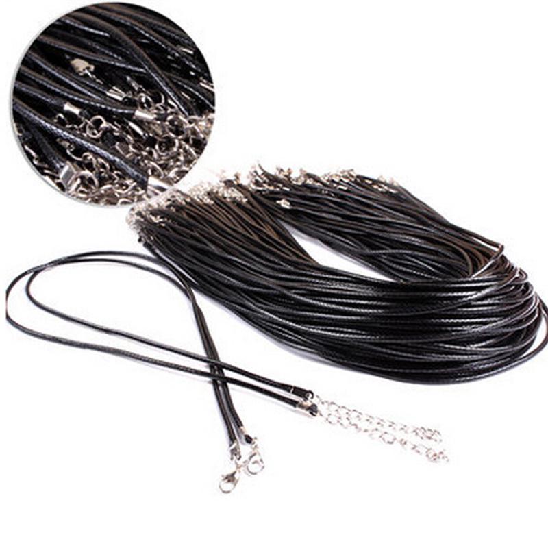 Черный шнур из натуральной кожи, регулируемая плетеная веревка длиной 45 см для DIY ожерелья, браслета, фурнитуры для изготовления ювелирных изделий