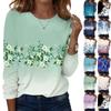 Women Fashionable Casual Long Sleeved Round Neck Floral Graphic Top Basic Design Loose And Comfortable Pullover