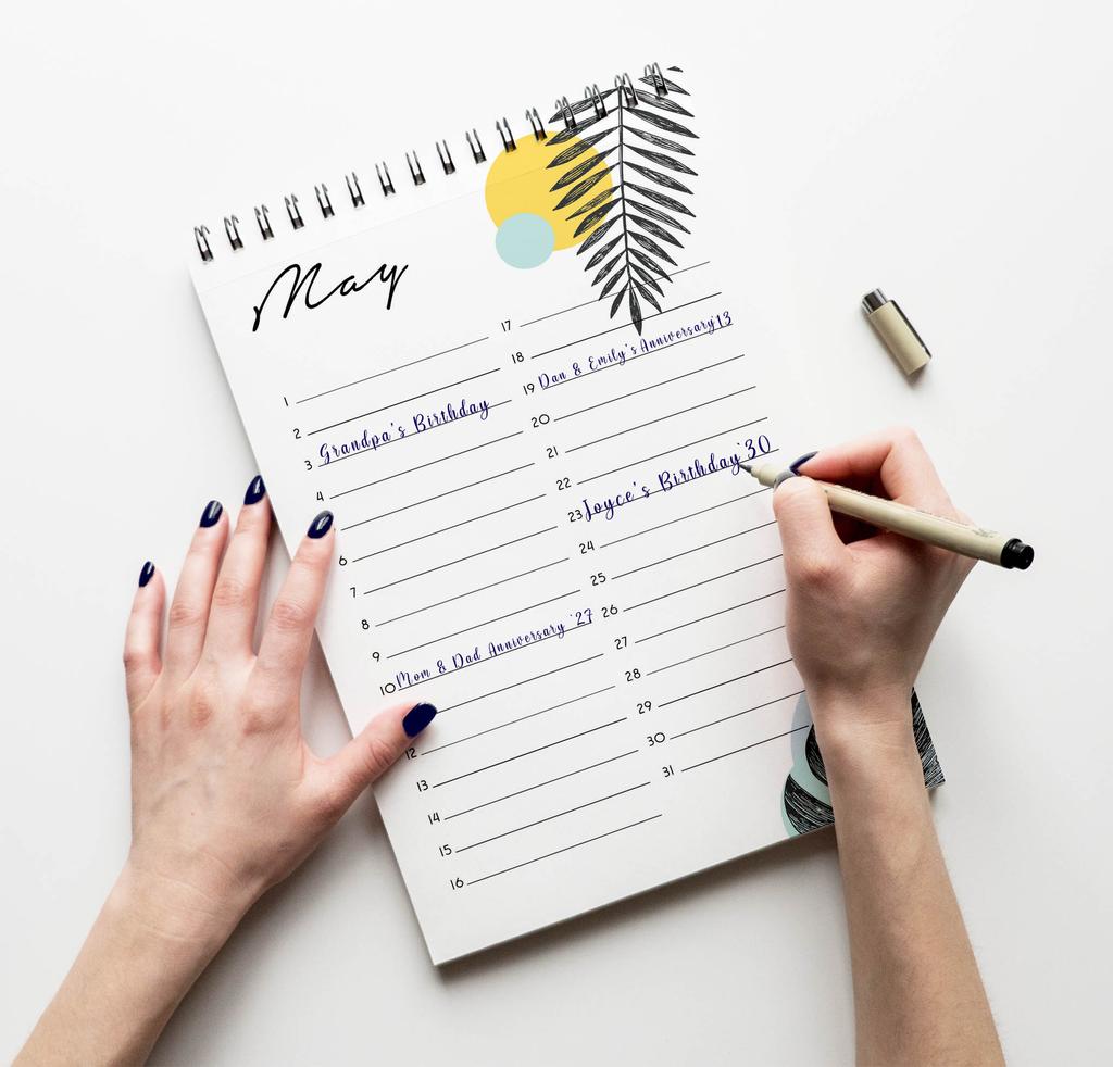 Inkdotpot Tropical Perpetual Calendar, Important Dates To Remember- 6x9 Monthly and Daily  Journal for Special Days