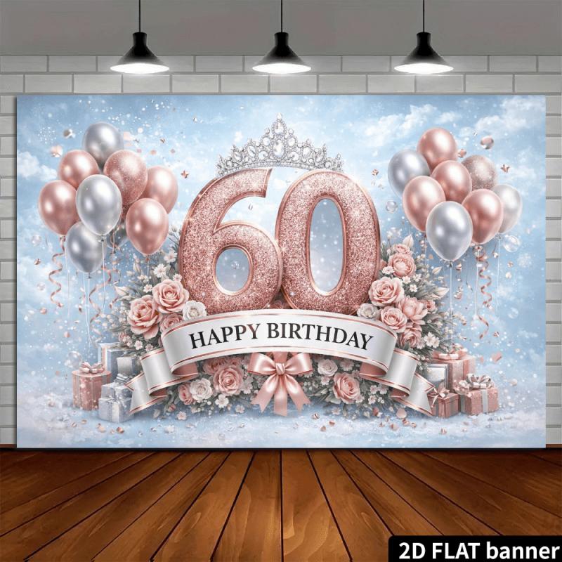 2D flat surface 1 piece of rose gold background fabric for 60th birthday celebration suitable for hotels