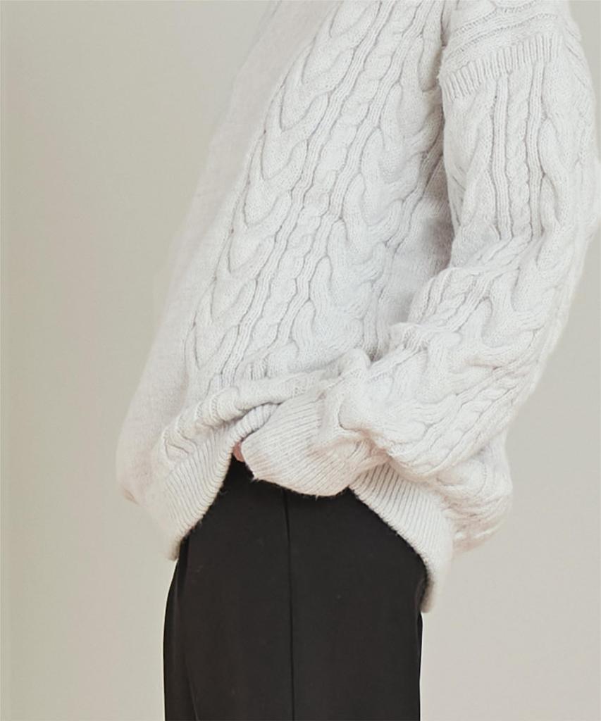 Miette Oversized Cable Knit Sweater REXX1017 Free Size White Women's