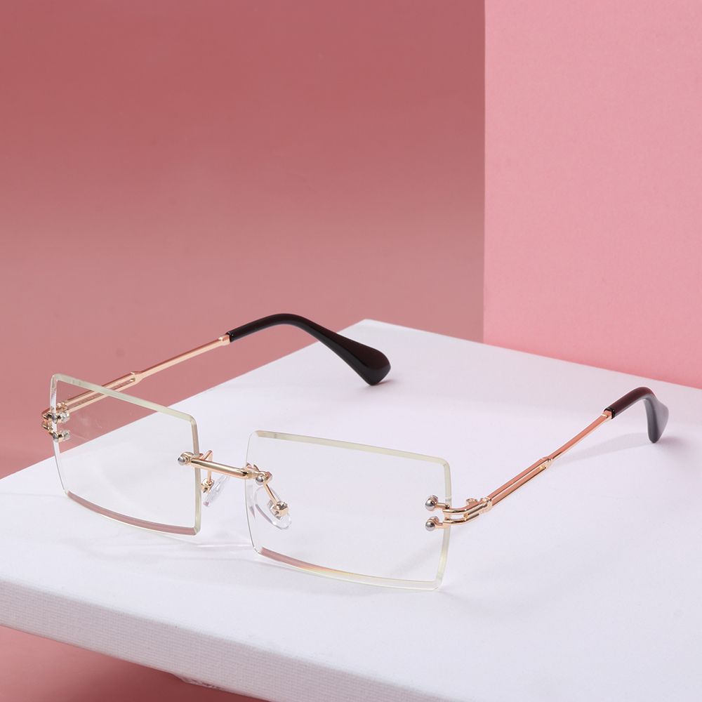 2020 Trendy UV400 Rimless Square Sunglasses Rectangle Sun Glasses Shades Fashion Sunglasses