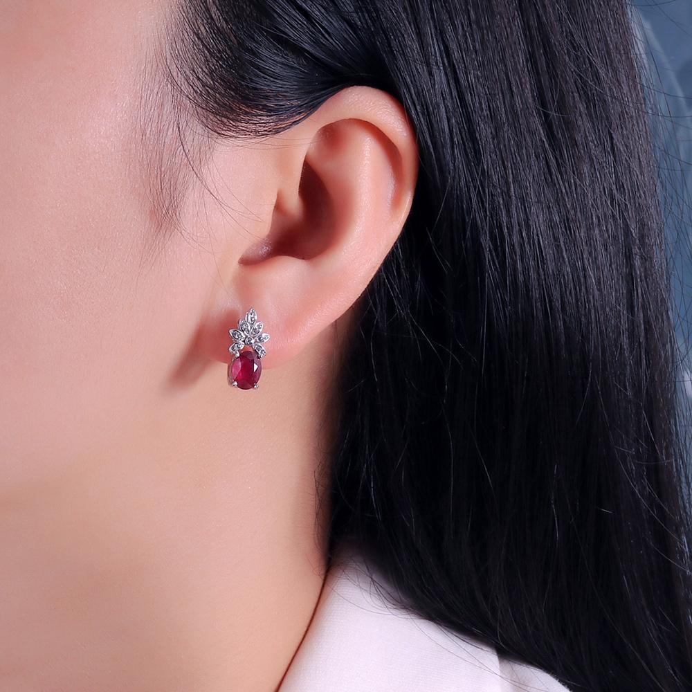925 Sterling Silver Light Luxury Design Natural Filled Ruby Earrings Luxury Women's Anniversary & Banquet & Birthday Gifts