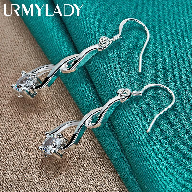 Серьги из стерлингового серебра 925 пробы с геометрическим цирконом для женщин, модные очаровательные ювелирные изделия