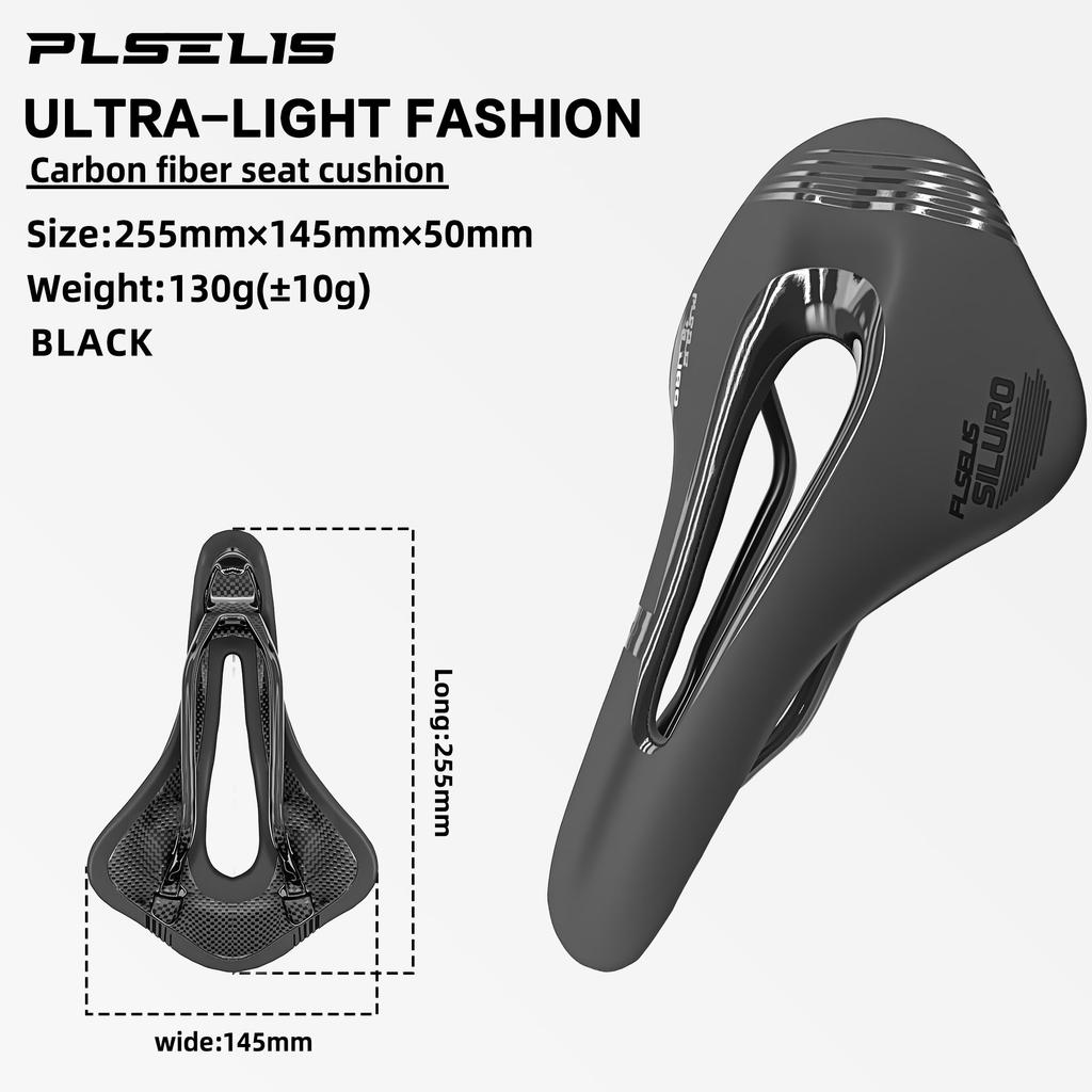 Plselis Carbon Fiber Road Bike Seat Lightweight Hollow Breathable Design 130g Road Bike Saddle Riding Accessories