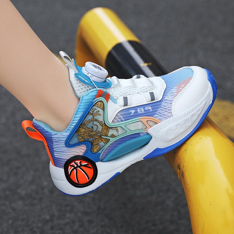 Детские баскетбольные кроссовки 2025 новые дышащая сетка мягкая подошва легкие нескользящие мальчиковые профессиональные тренировочные практичные спортивные кроссовки