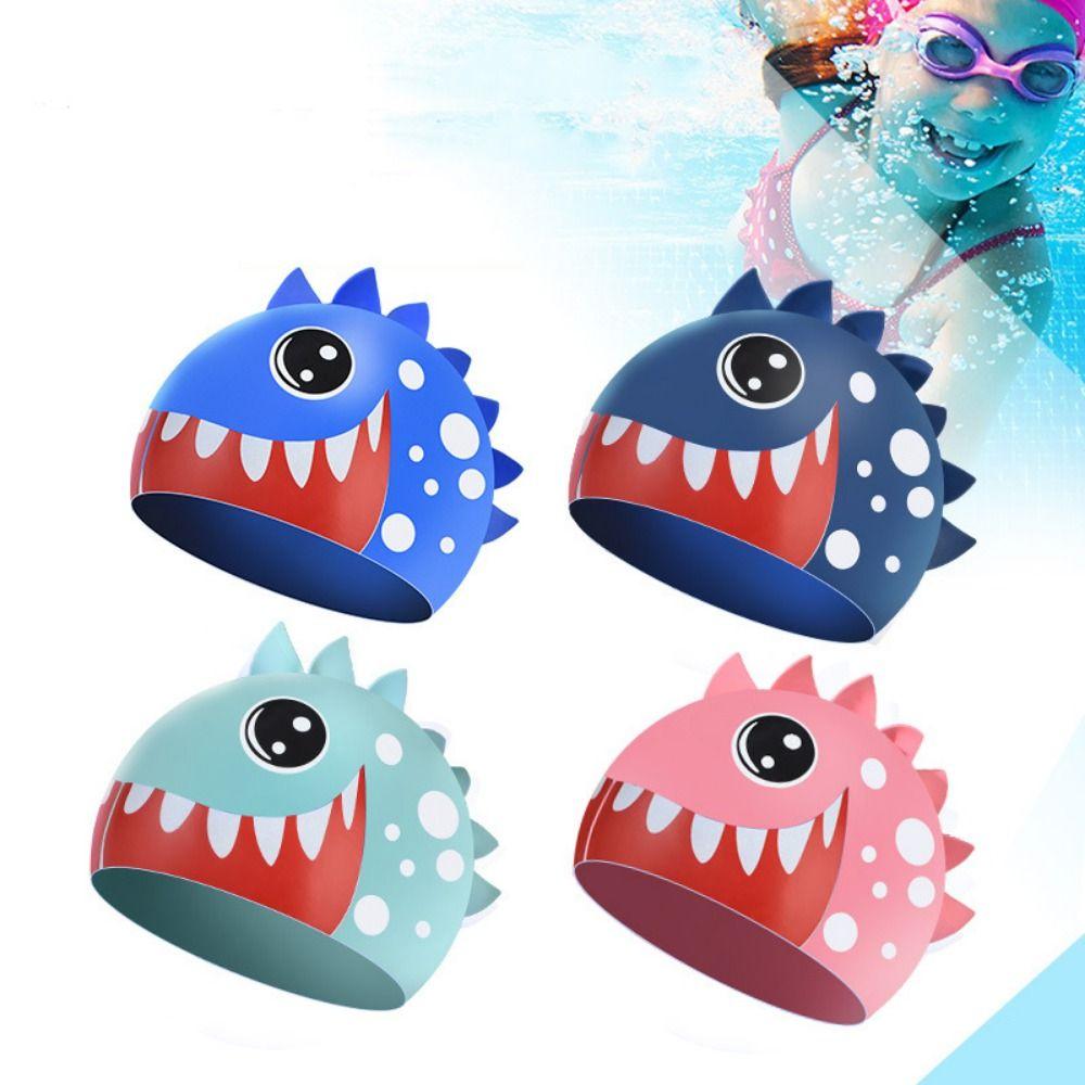 Waterproof Silicone Swimming Hat Shark Printed Swimming Cap Children's Swimming Cap Water Sports
