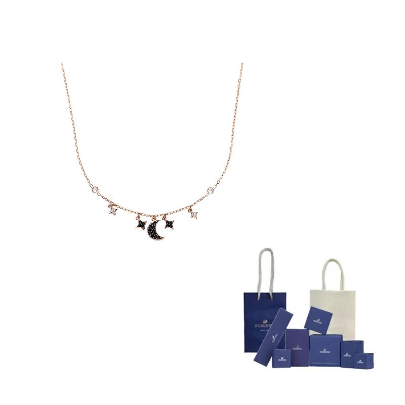 Swarovski Ожерелья Symbolica с искусственными кристаллами, покрытие розовым золотом, женские, черные