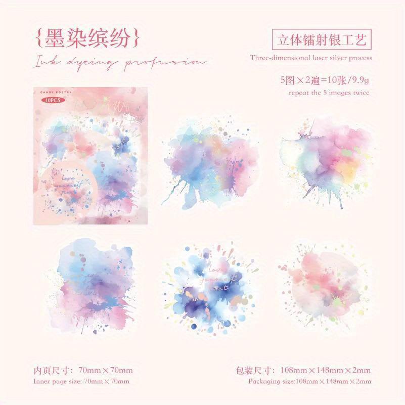 2 упаковки декоративных наклеек серии «Цветные» акварельные с тиснением фольгой коллаж скрапбукинг этикетка DIY дневник журнал планер