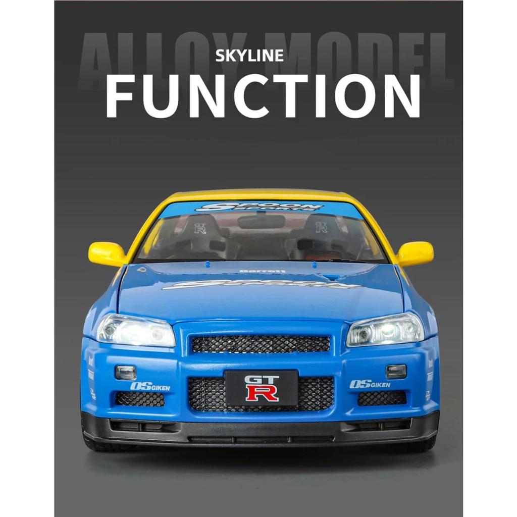 1/18 Nissan Skyline Ares GTR GT-R R34 Сплав Трассовый Спортивный Автомобиль Модель Литьевой Металл Гоночный Автомобиль Модель Транспортного Средства Звук и Свет Детская Игрушка Подарок