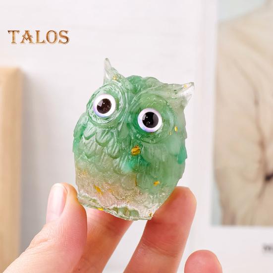 Украшение в виде совы из натурального хрусталя, ручная работа, фигурка совы из смолы с кристальным гравием внутри, коллекционное красочное украшение в виде совы для домашнего декора, исцеления Рейки