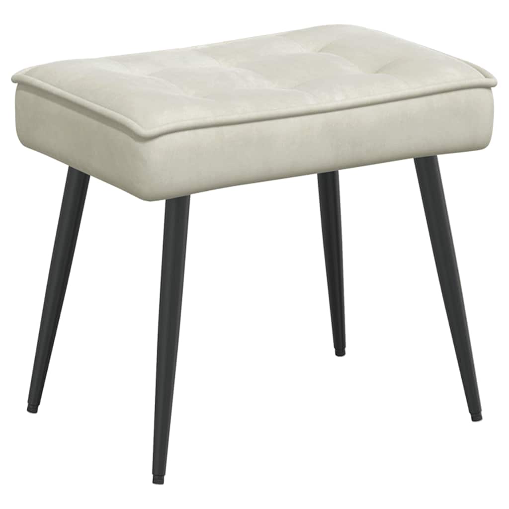 Velvet Relaxation Armchair with Footstool Cream