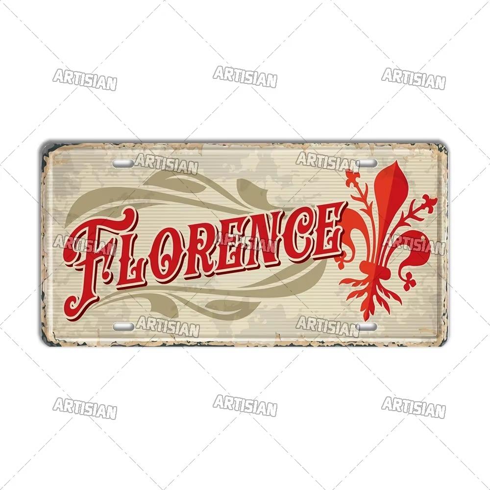 Artisian Италия Город Государство Дорожный автомобильный номерной знак Провинция Металлический знак Достопримечательность Номерной знак Декоративная жестяная табличка Настенный декор Часть