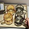 Шестигранная стеклянная чашка с ручкой - Для дома и гостиной, для воды, чая, молока, кофе