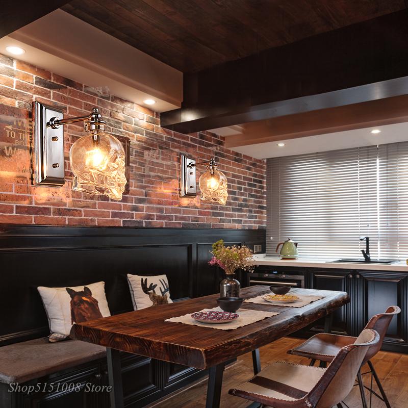 Настенный светильник в стиле ретро «Череп и кости», бра в стиле лофт, прозрачные стеклянные бутылки, настенные светильники для столовой, бара, промышленного домашнего декора