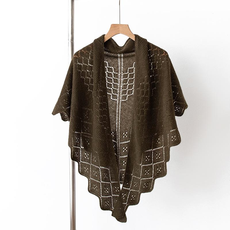 Pure Cashmere Scarf and Shawl High End Outerwear Women's Thin Knitted French Hollow Triangle Scarf Scarf and Shawl