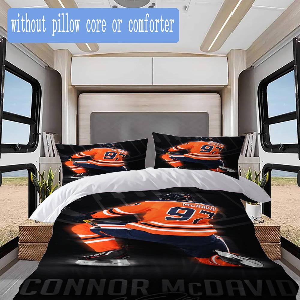 Connor McDavid Portrait Print Pattern Bedding,Quilt Set Quilt Cover Pillowcase Home Birthday Gift (1*duvet cover+2*pillowcase,without core)ZSJT0917266