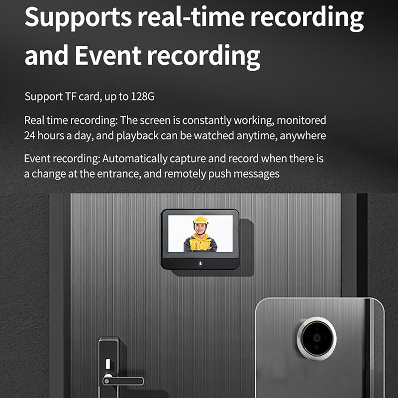 Tuya Wireless Radar Doorbell WiFi Door Peepholes HD Camera PIR Motion Detection 1080P Night Vision 4.3 Inch Video Door Bell