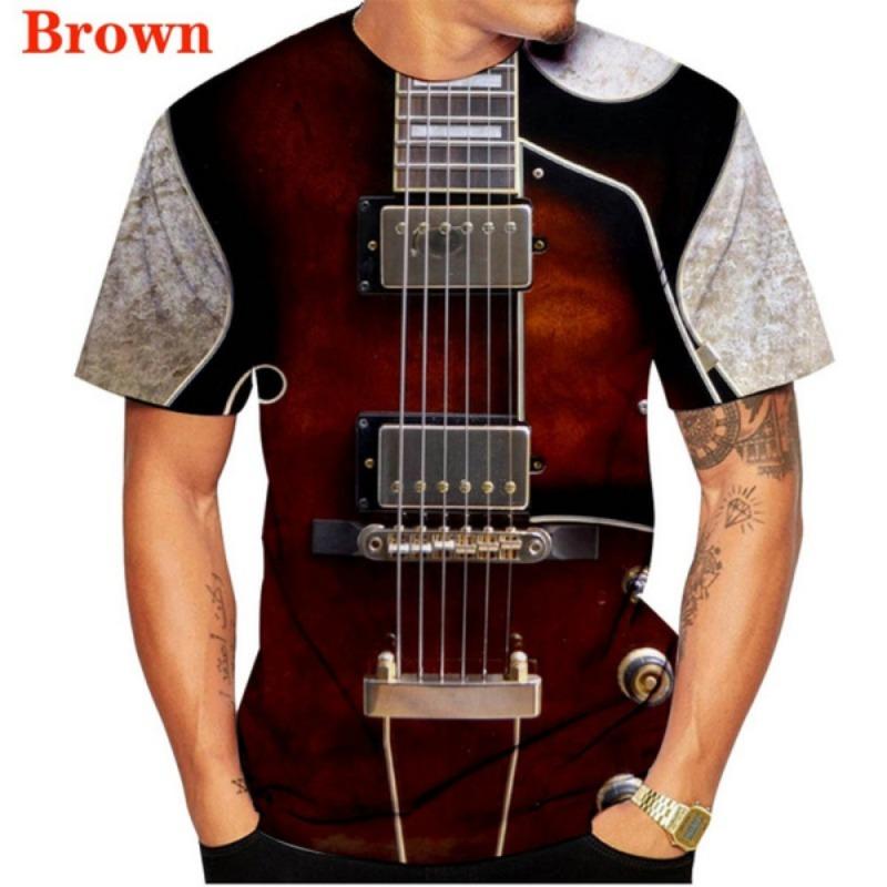 Футболка с принтом «Забавная гитара» в 3D-стиле, унисекс, футболки, толстовки, модные футболки в стиле хип-хоп и уличный стиль с короткими рукавами