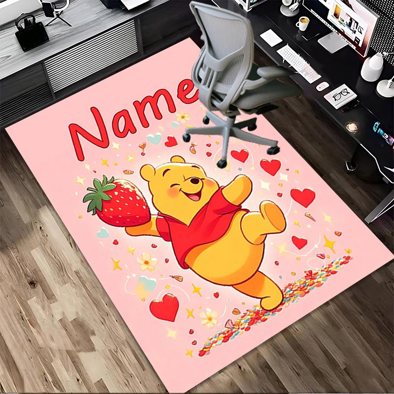 Personalized Name Winnie Pooh Living Room Non-Slip Area Rug Soft Carpet for Bedroom Kids Playroom Sofa Office Home Decor Doormat