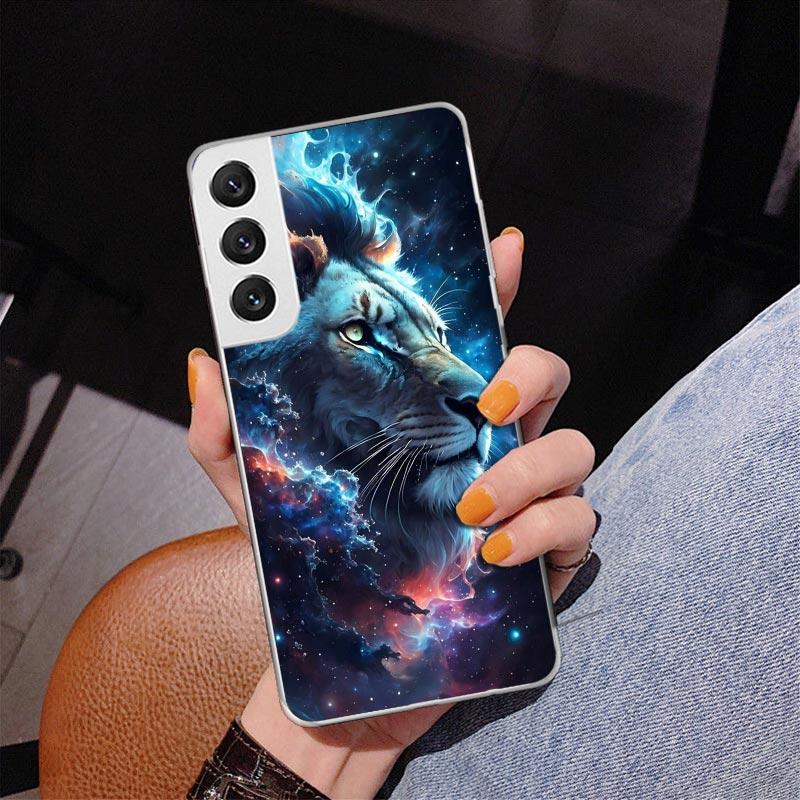 Чехол для телефона 'Лев Альфа-самец Детеныш Король' для Samsung Galaxy S24 S25 Edge S26 Ultra S23 S22 S21 Plus S20 FE + Чехол с индивидуальной печатью