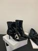 2025 Autumn New Pointed Thin Heel High Heel Temperament Thin French Fashion Sexy Rhinestone Buckle Short Boots