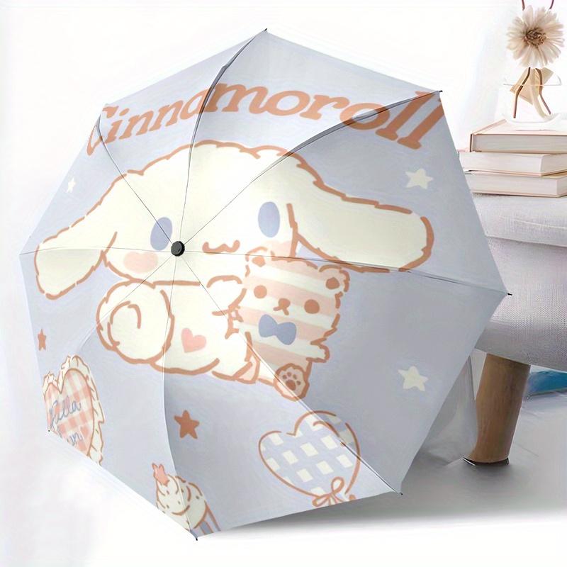 1pc Dessert Cinnamoroll Theme Pattern Beautiful Looking Automatic Folding Umbrella, 3 Folding, 8 Iron Frame Design, Durable and Suitable for Travel an