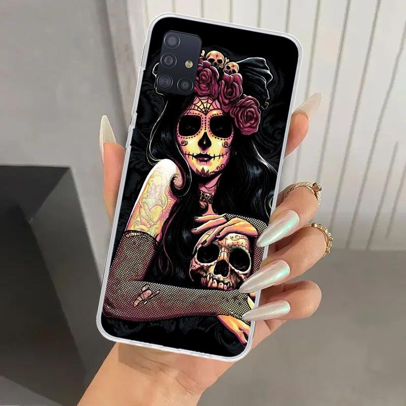 Чехол для телефона Catrina Beautiful Rose Girl Skull для Samsung Galaxy A52 A42 A32 A22 A12 A02S A72 A51 A50S A41 A31 A21S A71 A40 A30S
