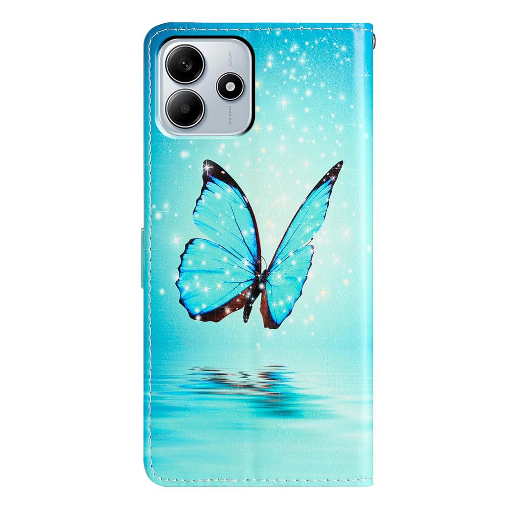 Для Xiaomi Redmi Note 14 5G Чехол-бумажник с принтом под кожу PU, чехол-подставка для телефона с ремешком