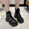 2024 Высококачественная женская обувь Пряжка ремня Женские ботинки Модная печать Современные ботинки Женские Новые Ботильоны с круглым носком Zapatos
