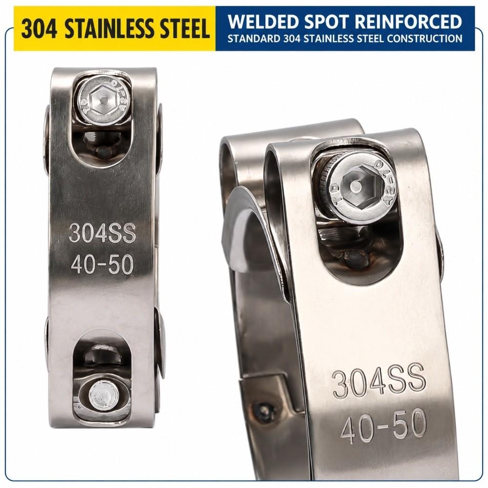 304 Stainless Steel Exhaust Pipe Clamp Strong Throat Turbo Hose Clamp for Exhaust Pipe