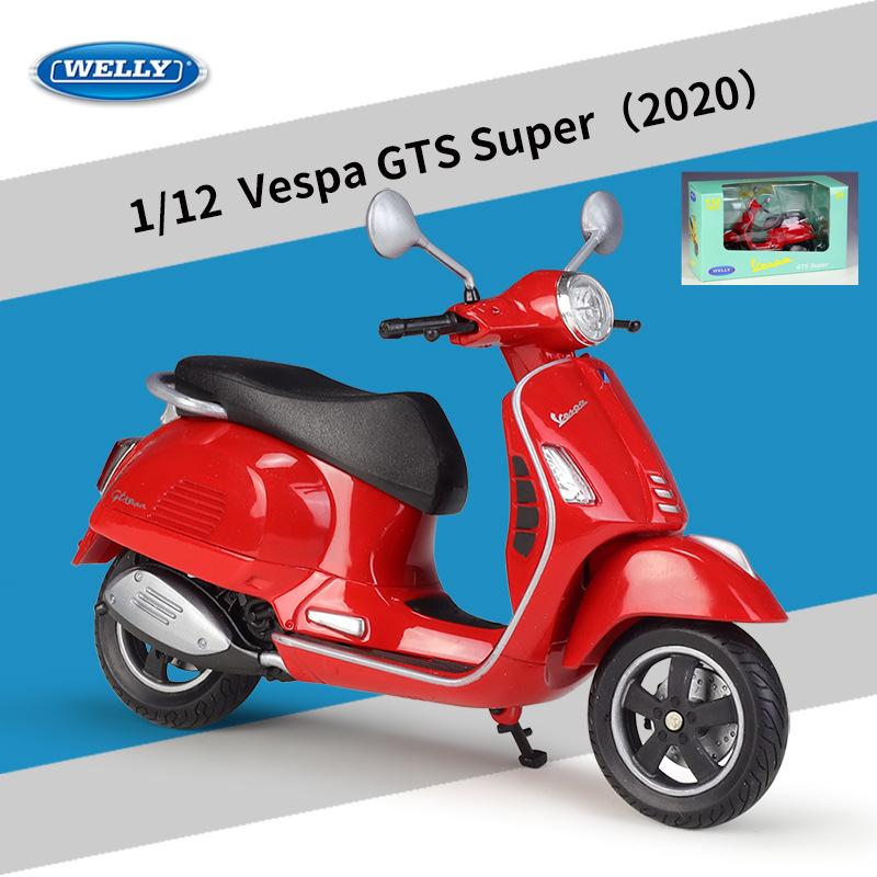 Welly 1/12 2020 Vespa GTS Super Сплав Досуг Модель Мотоцикла Металл Уличные Дорожные Мотоциклы Модель Симуляция Детская Игрушка Подарок