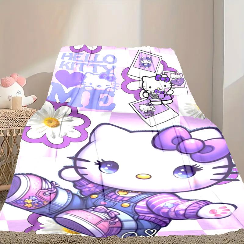 [1pc Hello Kitty Blanket] All-Season Blanket - Cozy Blanket for Sofa Couch Home Decoration, Digital Printed Nap Blanket
