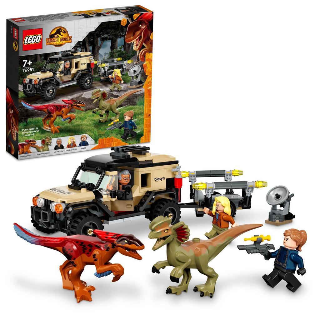 LEGO Jurassic World Pyroraptor and Dilophosaurus Transport 76951 Игрушечный блок представляет мультфильм о динозаврах для мальчиков и девочек от 7 лет и старше