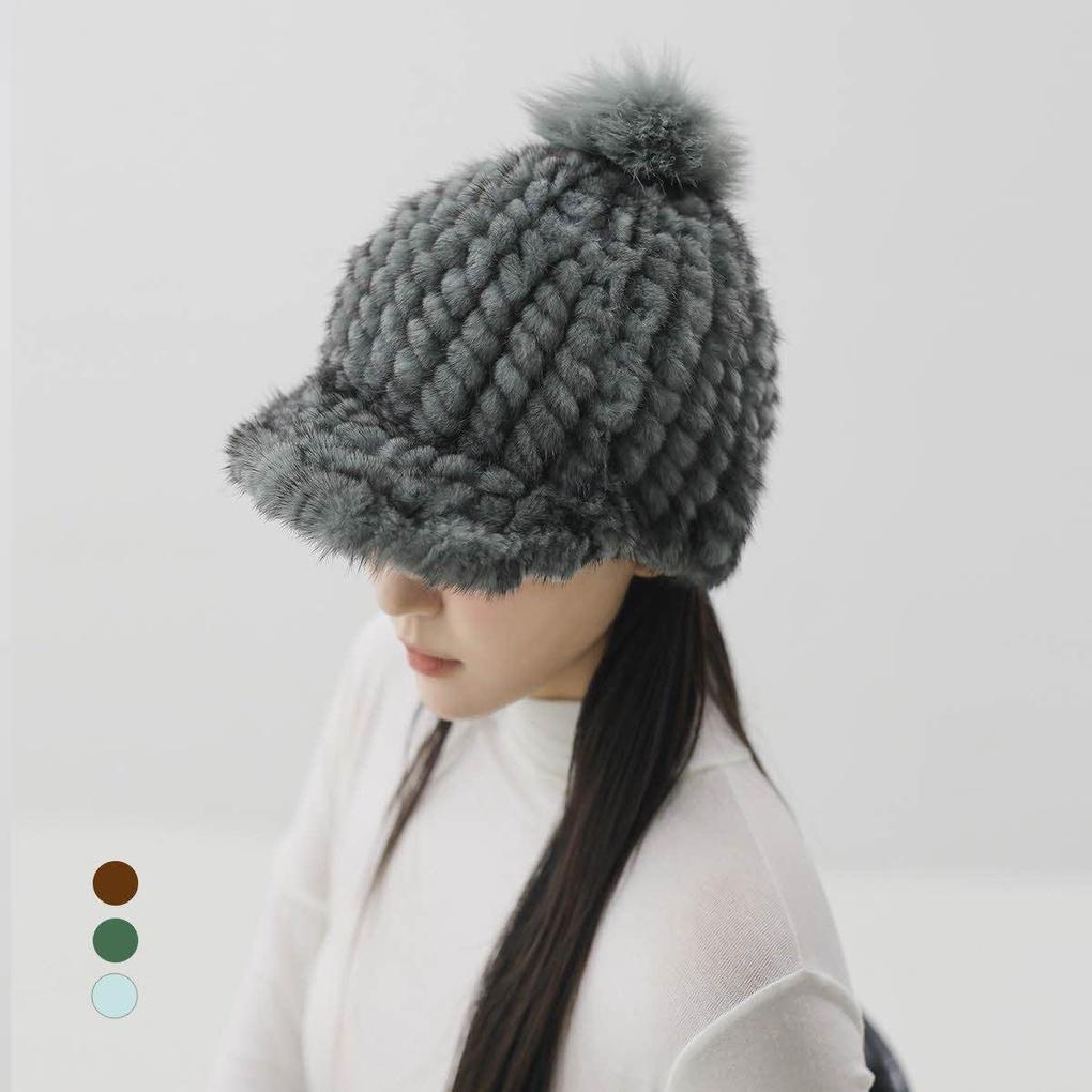 KARRA (up to 77) Real Mink 100% Drop-Detachable Cap Hat_A5W0004